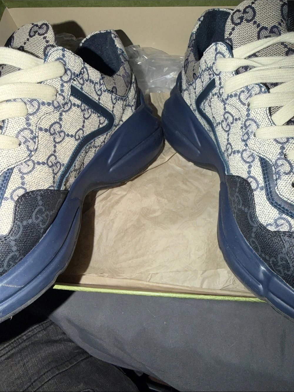Gucci Blue & Cream GG Logo Sneakers